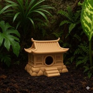 Zen Temple Hide – Japanese Pagoda Terrarium Decor
